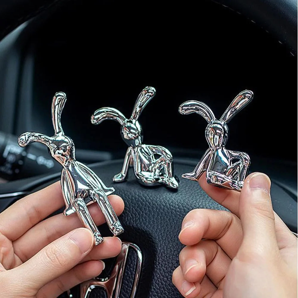 Eco-friendly plástico Cartoon coelho ornamento, orelhas compridas, decoração interior do carro, bonito galvanoplastia, Home Decor