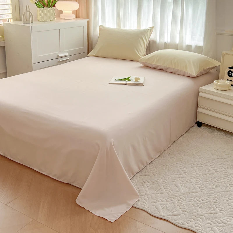 Conjunto de cama de tecido com escova de cor sólida, 2 lados, 4 peças, capa de edredom, fronha, lençol, colcha, único, queen, king size
