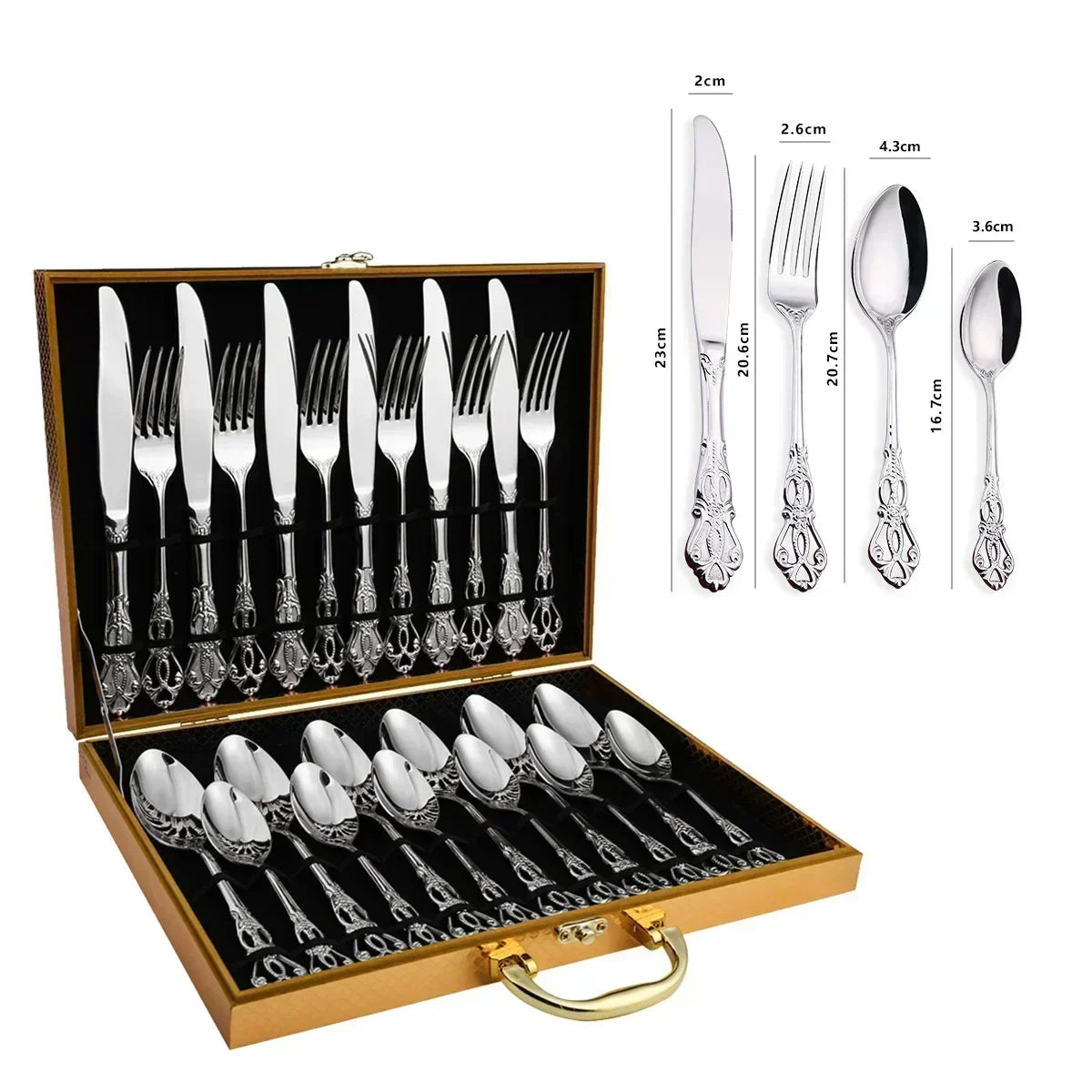 Conjunto de Talheres Dourados em Aço Inoxidável - Luxo Europeu