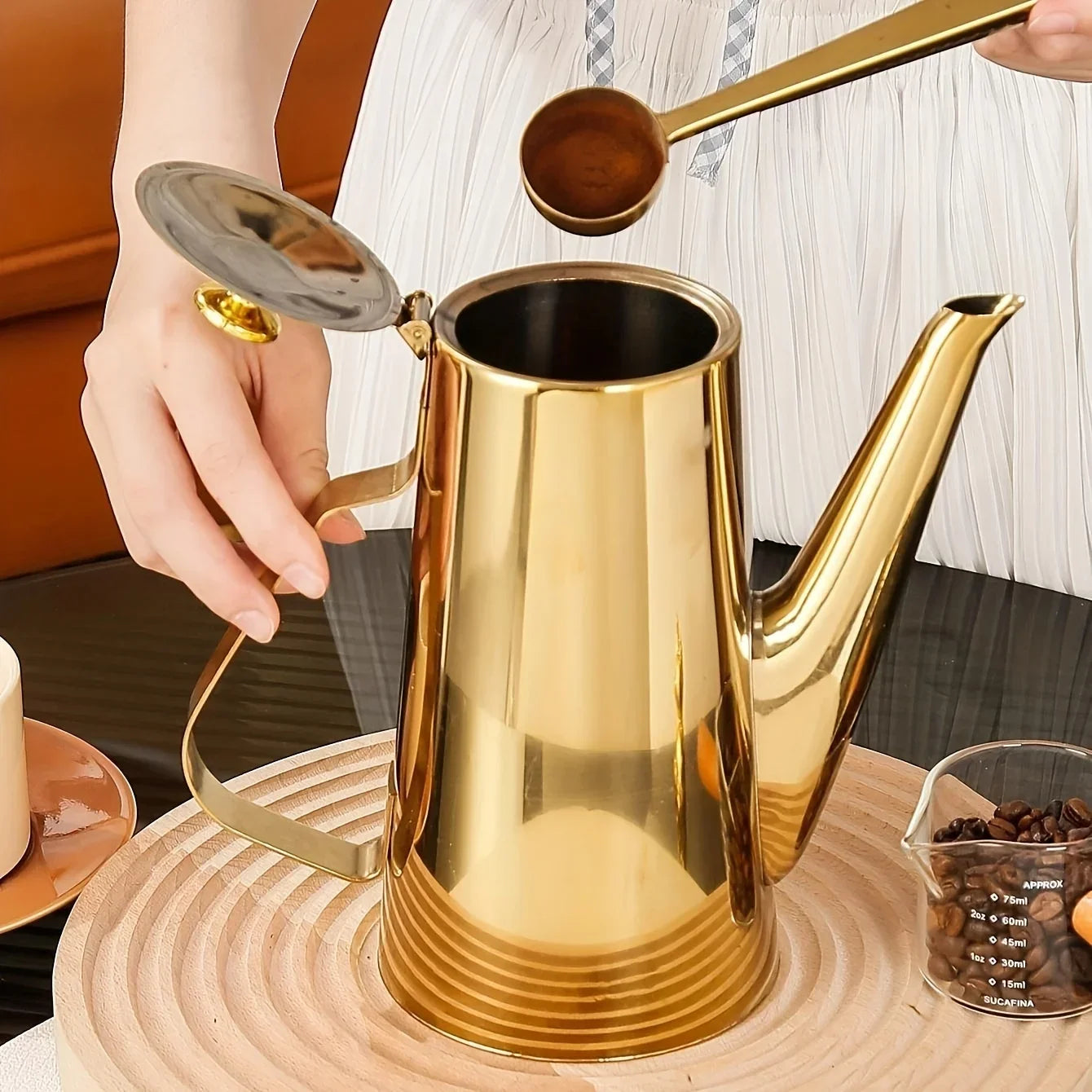 Luxuoso estilo europeu dourado cafeteira de aço inoxidável jarro de água chá da tarde café para hotel restaurante casa cozinha