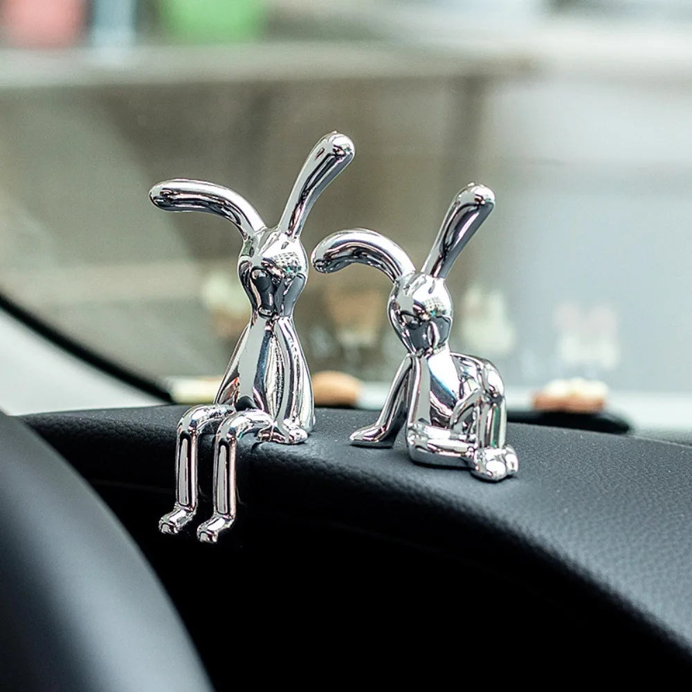 Eco-friendly plástico Cartoon coelho ornamento, orelhas compridas, decoração interior do carro, bonito galvanoplastia, Home Decor