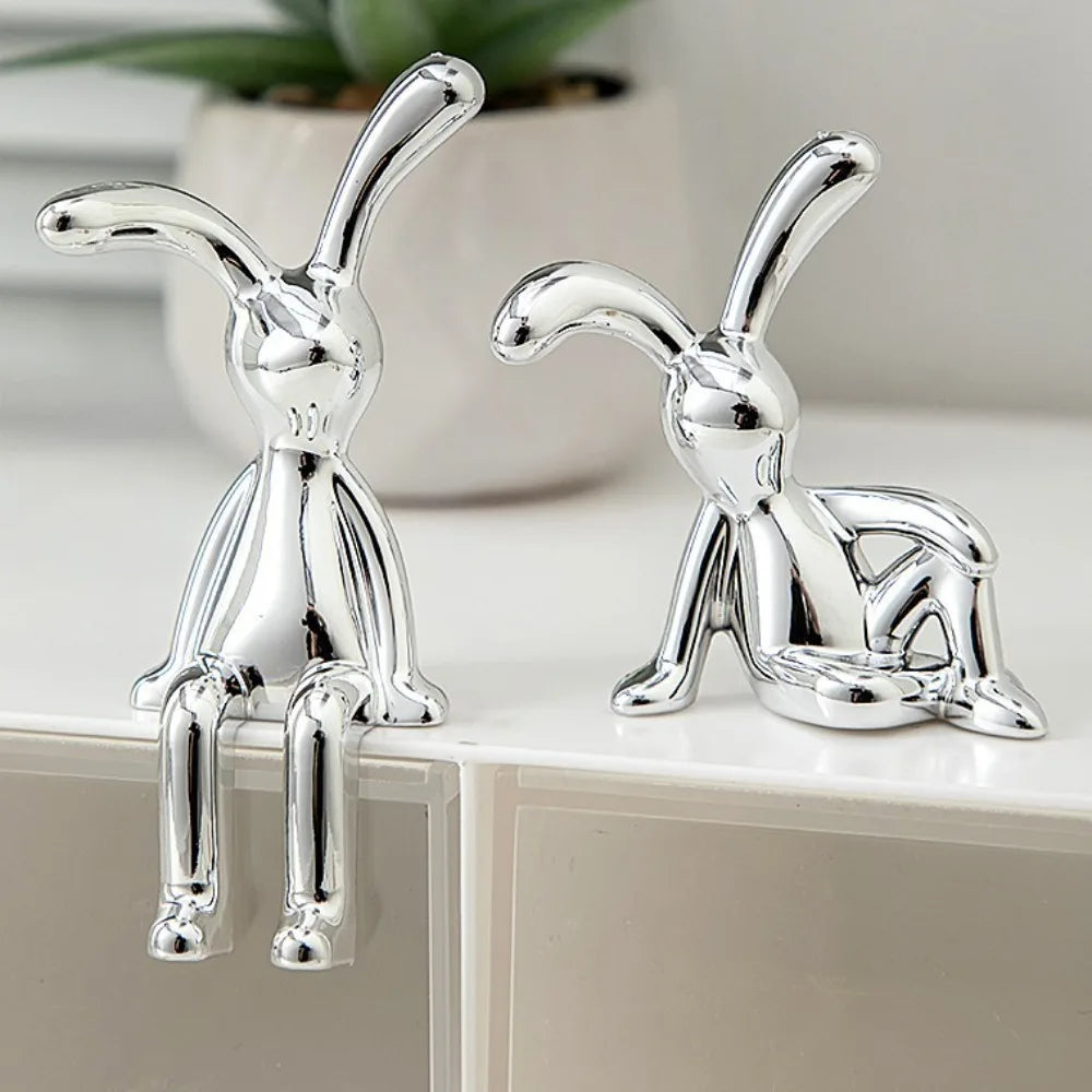 Eco-friendly plástico Cartoon coelho ornamento, orelhas compridas, decoração interior do carro, bonito galvanoplastia, Home Decor