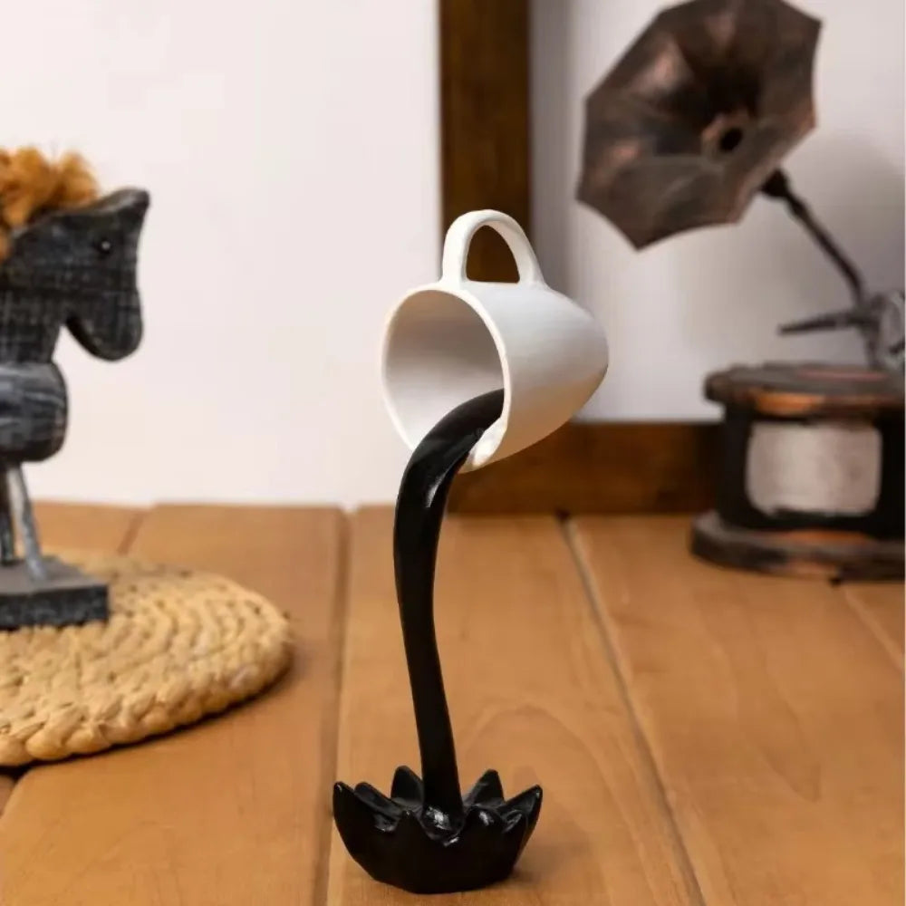Escultura Decorativa de Café Flutuante em Resina