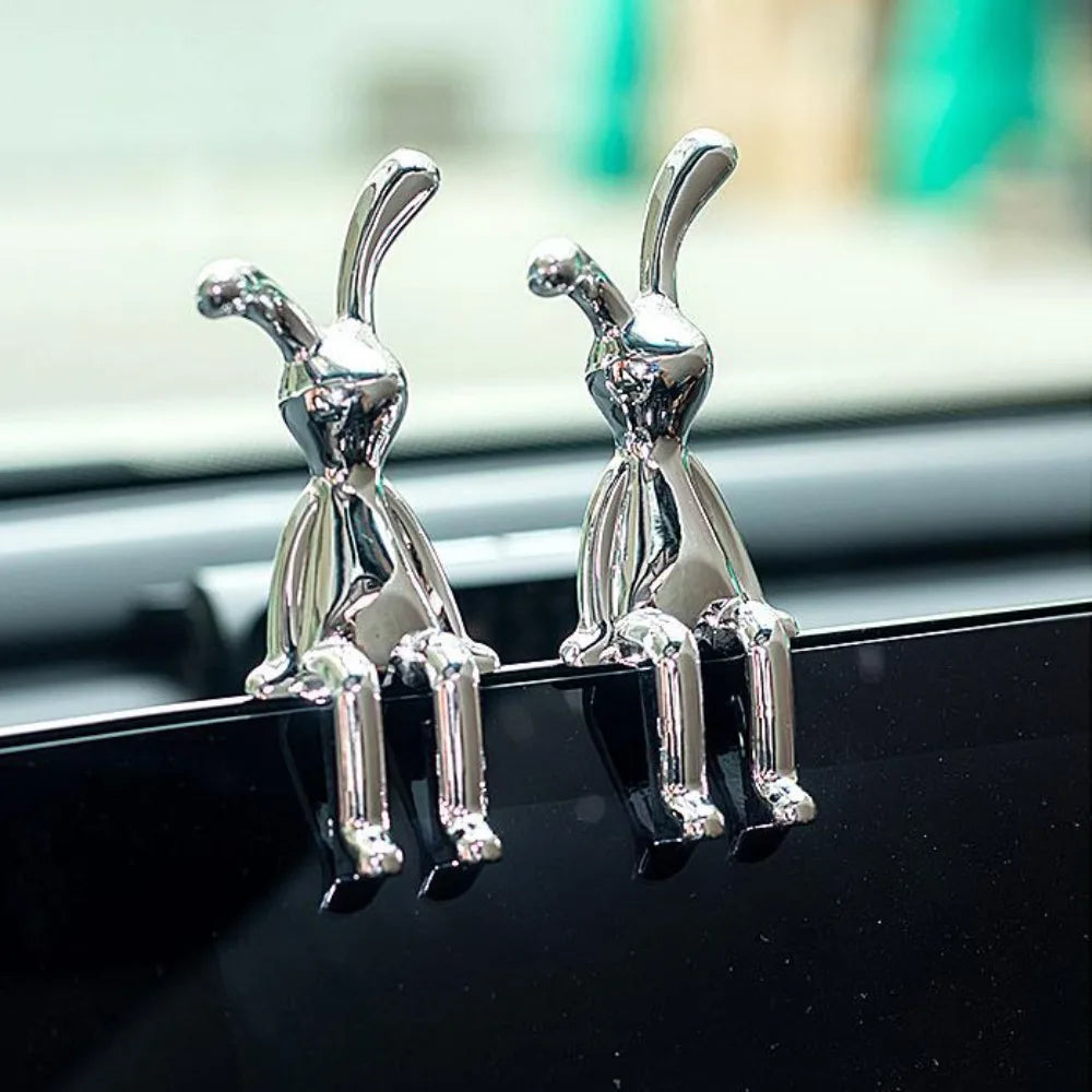 Eco-friendly plástico Cartoon coelho ornamento, orelhas compridas, decoração interior do carro, bonito galvanoplastia, Home Decor
