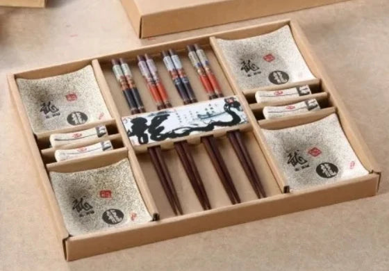 Clássico Chinês Talheres Set, Presente De Casamento, Talheres, Sushi Dish, Louça, Pauzinhos, Chopstick Rack, Dragão, Prato