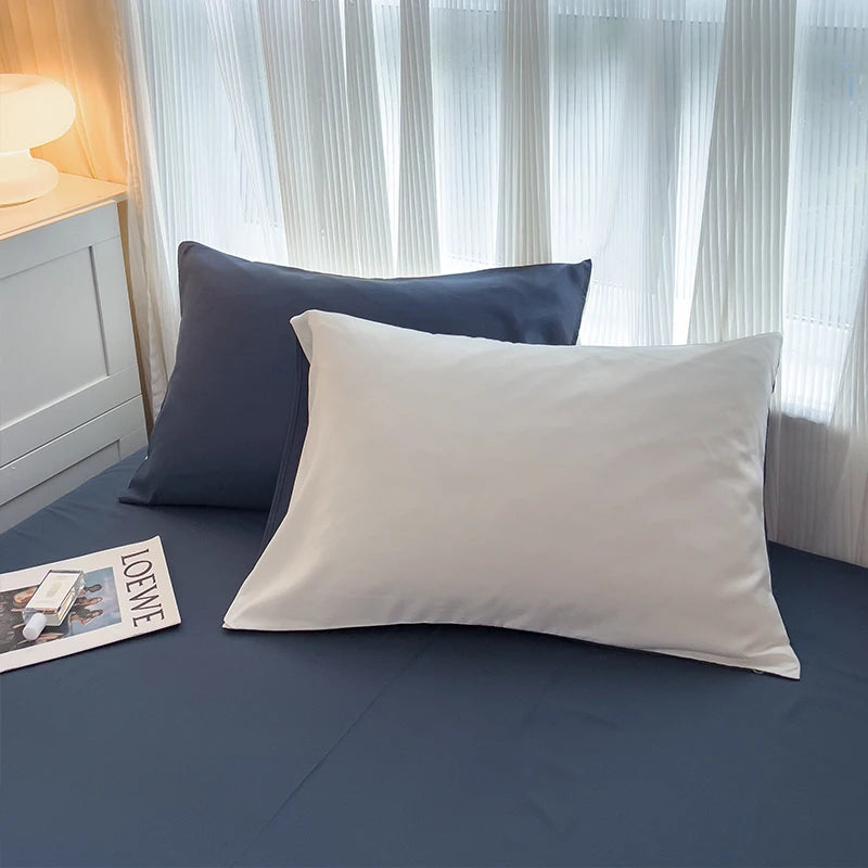 Conjunto de cama de tecido com escova de cor sólida, 2 lados, 4 peças, capa de edredom, fronha, lençol, colcha, único, queen, king size
