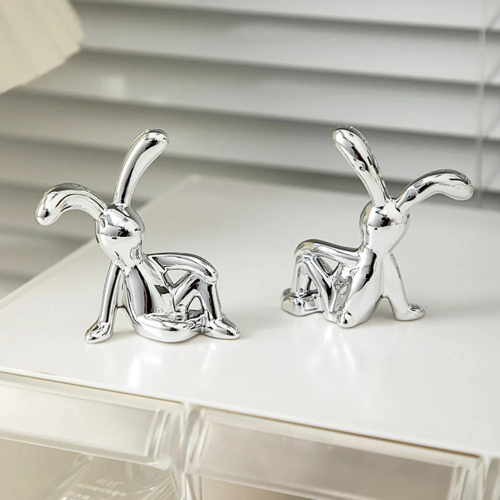 Eco-friendly plástico Cartoon coelho ornamento, orelhas compridas, decoração interior do carro, bonito galvanoplastia, Home Decor