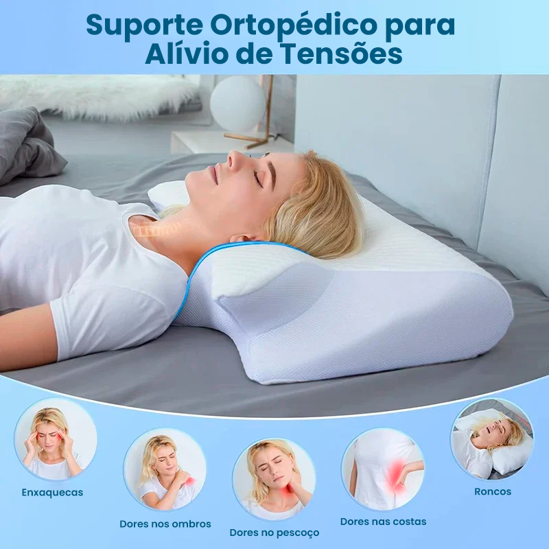 Travesseiro Ortopédico Ergonômico + Brinde – Alívio e Conforto Onde Você Estiver