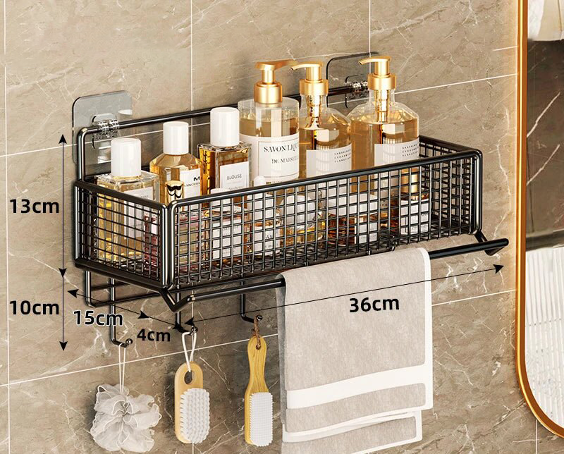 Prateleira de Armazenamento de Parede para Banheiro - Sem Perfuração