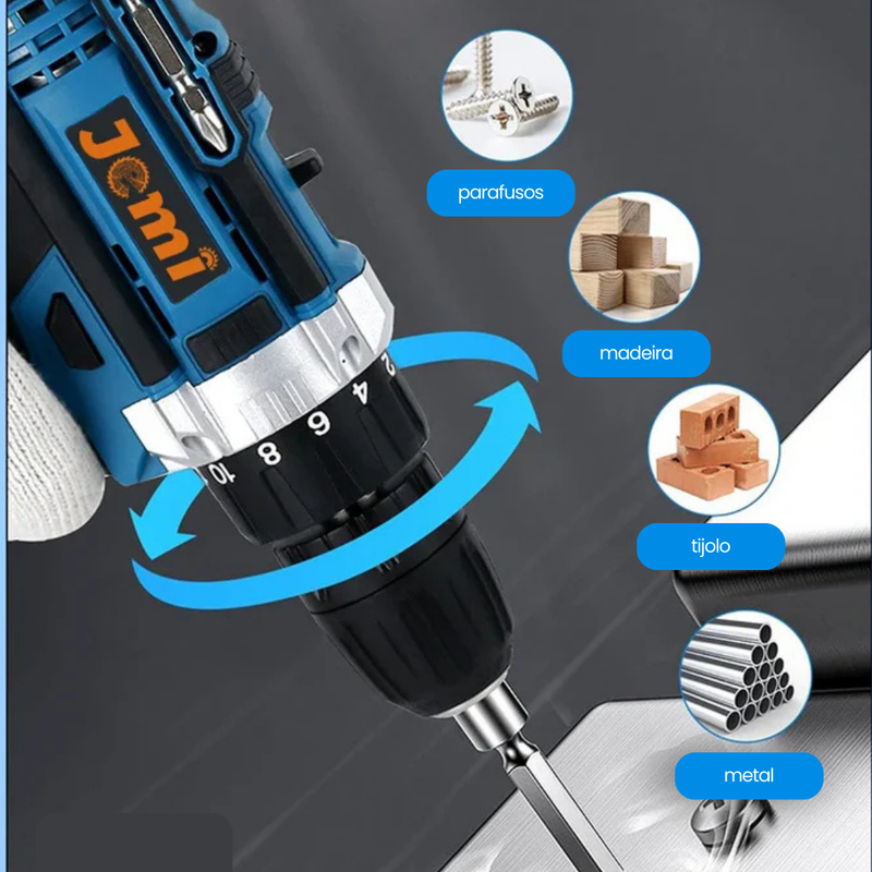 Kit Furadeira Parafusadeira Sem Fio 21V – Ajustável, Portátil e Fácil de Usar