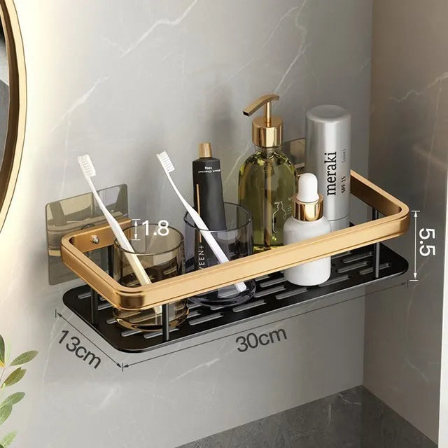 Prateleira De Parede De Alumínio Rustproof sem Perfuração, Prateleiras De Banheiro De Luxo, Suporte De Toalha De Shampoo, Acessórios Do Organizador Do Chuveiro