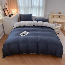Conjunto de cama de tecido com escova de cor sólida, 2 lados, 4 peças, capa de edredom, fronha, lençol, colcha, único, queen, king size