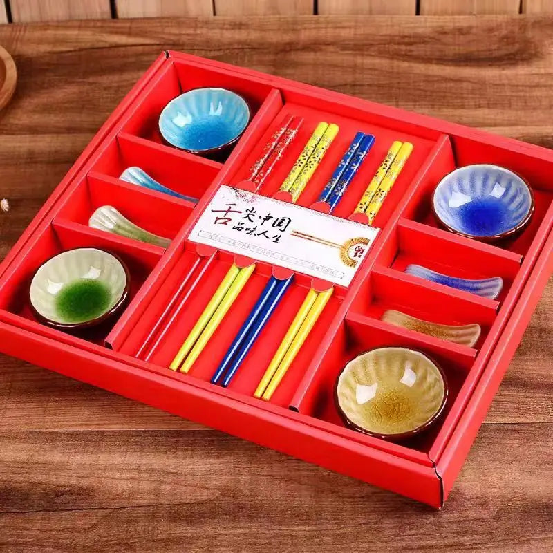 Clássico Chinês Talheres Set, Presente De Casamento, Talheres, Sushi Dish, Louça, Pauzinhos, Chopstick Rack, Dragão, Prato