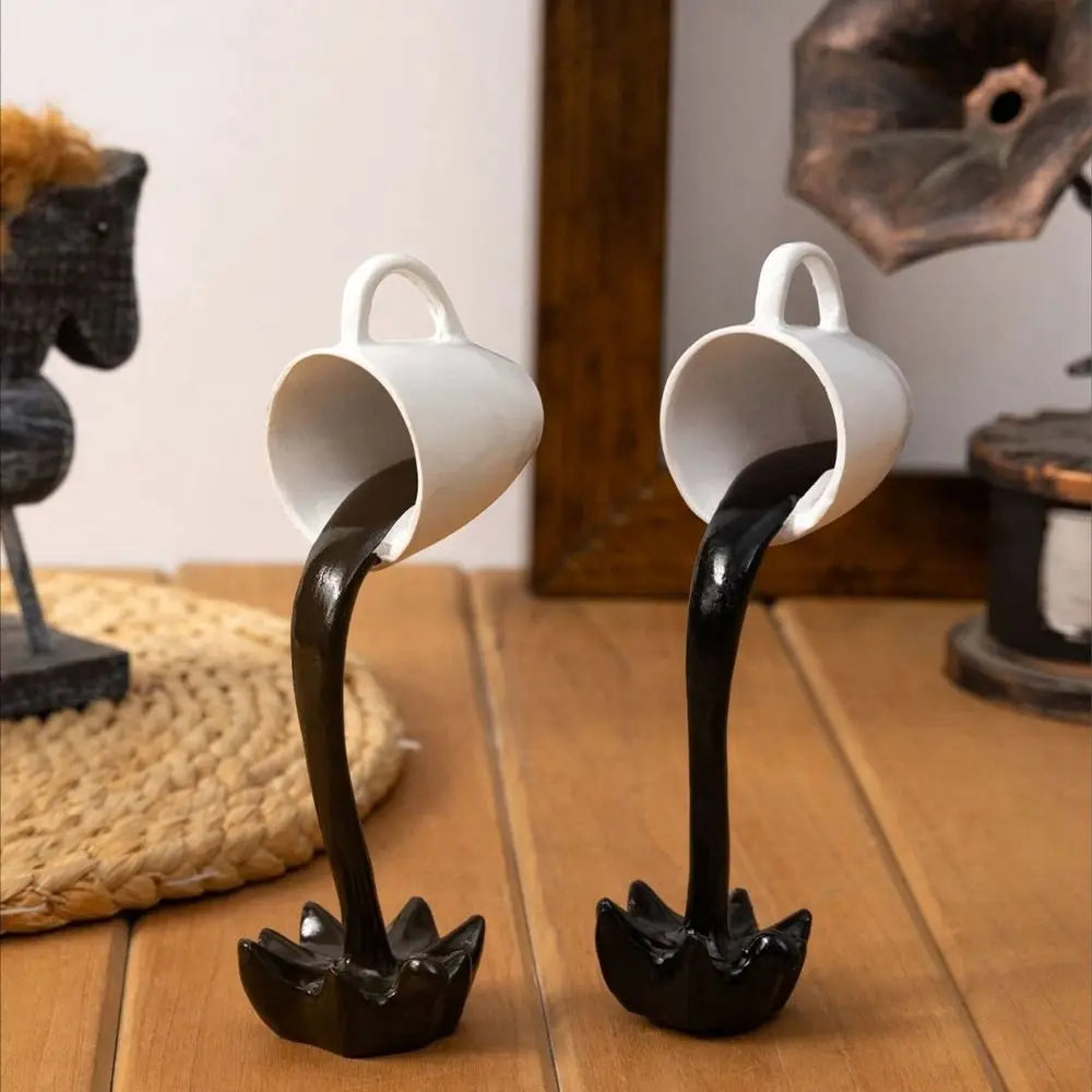 Escultura Decorativa de Café Flutuante em Resina