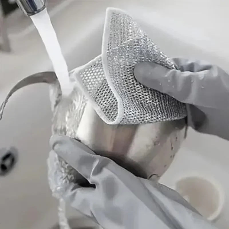 Pano de metal para limpeza de cozinha, microfibra, multiuso, antiaderente, malha de secagem rápida, para panelas e fogões, toalhas de cozinha reutilizáveis