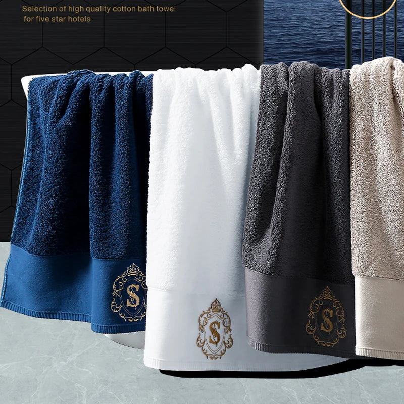 Toalha de Algodão Hotel de Luxo, Alta Qualidade, Toalhas de Banho Bordadas, Banheiro Sensação Suave, Chuveiro Altamente Absorvente, Multi-Color, 2Pcs