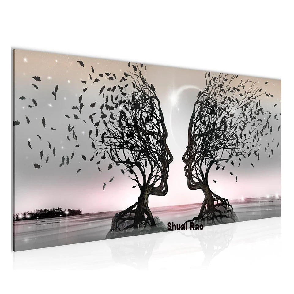 Abstrato amante da vida árvore pintura diamante novo 2024 quadrado completo redondo diamante mosaico jóias ponto cruz beijo arte decoração de casa