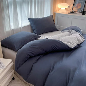 Conjunto de cama de tecido com escova de cor sólida, 2 lados, 4 peças, capa de edredom, fronha, lençol, colcha, único, queen, king size
