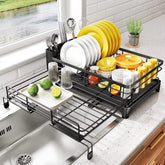 Rack de secagem de prato para balcão de cozinha grande rack de prato com escorredor de prato à prova de ferrugem com suporte de utensílio para pia