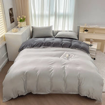 Conjunto de cama de tecido com escova de cor sólida, 2 lados, 4 peças, capa de edredom, fronha, lençol, colcha, único, queen, king size