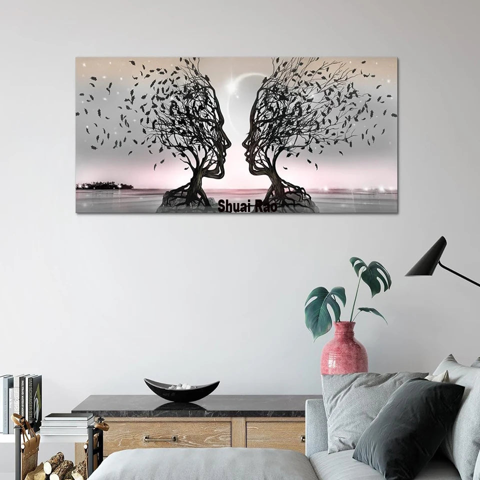 Abstrato amante da vida árvore pintura diamante novo 2024 quadrado completo redondo diamante mosaico jóias ponto cruz beijo arte decoração de casa
