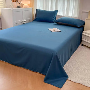 Conjunto de cama de tecido com escova de cor sólida, 2 lados, 4 peças, capa de edredom, fronha, lençol, colcha, único, queen, king size