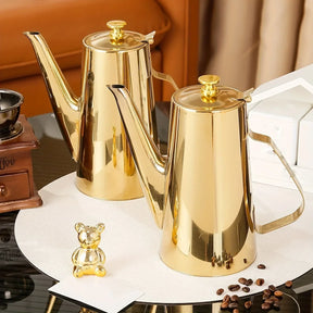 Luxuoso estilo europeu dourado cafeteira de aço inoxidável jarro de água chá da tarde café para hotel restaurante casa cozinha