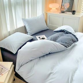 Conjunto de cama de tecido com escova de cor sólida, 2 lados, 4 peças, capa de edredom, fronha, lençol, colcha, único, queen, king size