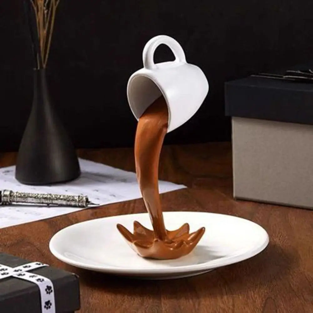 Escultura Decorativa de Café Flutuante em Resina