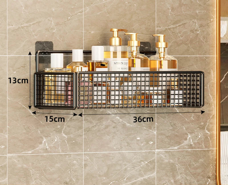 Rack de armazenamento para banheiro, não perfurado, montado na parede, toalha e produtos de higiene pessoal, armazenamento para banheiro