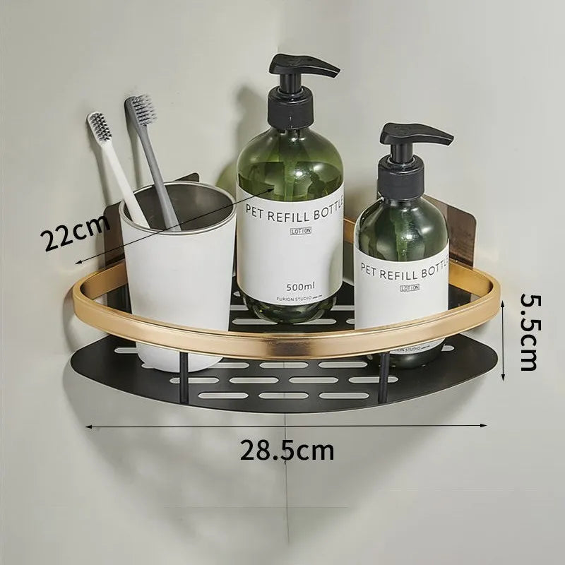 Prateleira De Parede De Alumínio Rustproof sem Perfuração, Prateleiras De Banheiro De Luxo, Suporte De Toalha De Shampoo, Acessórios Do Organizador Do Chuveiro