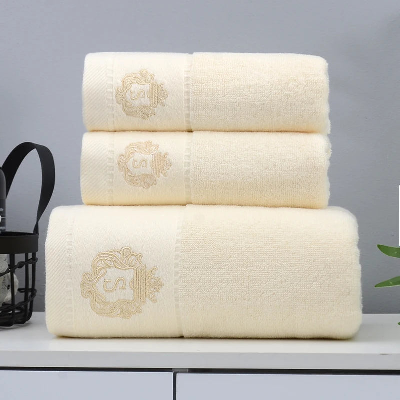 Conjunto de 3 conjuntos de toalhas de banheiro de algodão 2 peças de toalha de rosto de mão 35x75cm e 1 peça de toalhas de banho grandes 70X140cm Toalhas de presente 