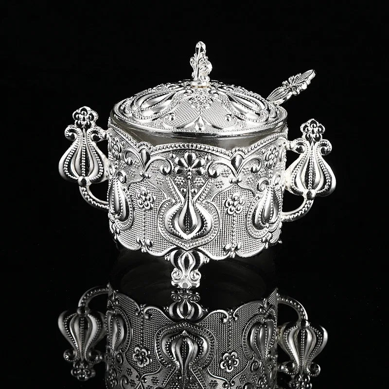 Nórdico Vintage Alloy Spice Box Ornamentos Utensílios De Cozinha Frasco De Açúcar Condimento Sólido Grande Capacidade Delicado Spice Chili Jar Casa
