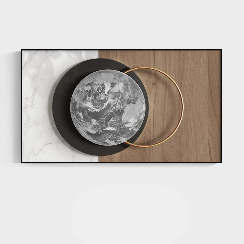Moderno de luxo lua pintura da lona arte da parede abstrata geometria ouro cartazes e cópias para sala estar decoração casa sem moldura