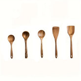 5PCS Thailand Teak Cooking Spoon Natural Wooden Kitchen Tableware Tool Ladle Turner Rice Colander Soup Skimmer Scoop Utensils