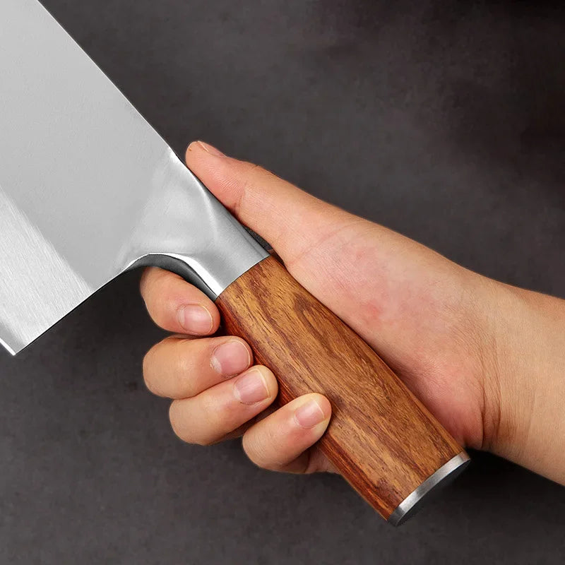 Aço inoxidável Carne Cleaver Slicing Faca, Laser Damasco Padrão, Cortar carne, Chef de cozinha, Faca de açougueiro, Cabo de madeira