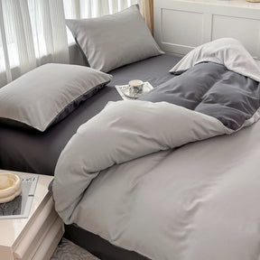 Conjunto de cama de tecido com escova de cor sólida, 2 lados, 4 peças, capa de edredom, fronha, lençol, colcha, único, queen, king size