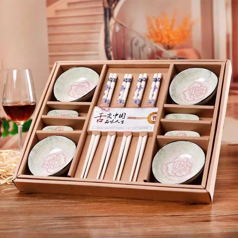 Clássico Chinês Talheres Set, Presente De Casamento, Talheres, Sushi Dish, Louça, Pauzinhos, Chopstick Rack, Dragão, Prato