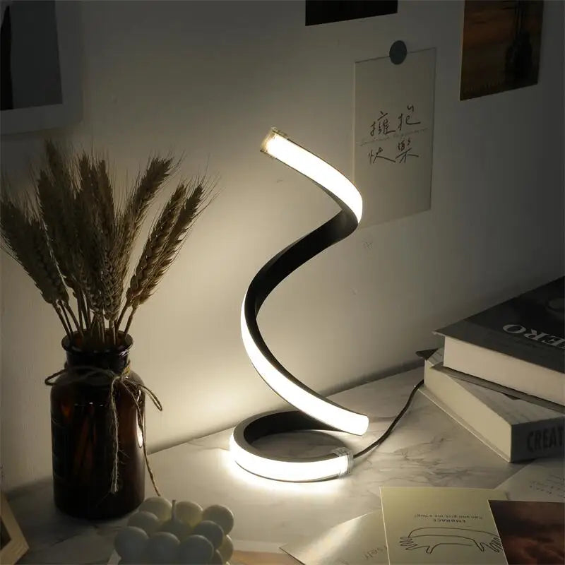 Luminária de Mesa Espiral LED Minimalista Moderna